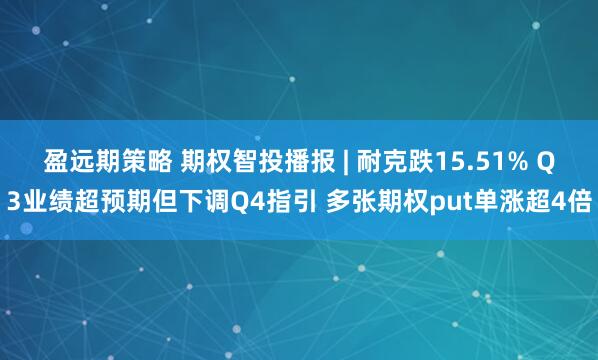 盈远期策略 期权智投播报 | 耐克跌15.51% Q3业绩超预期但下调Q4指引 多张期权put单涨超4倍